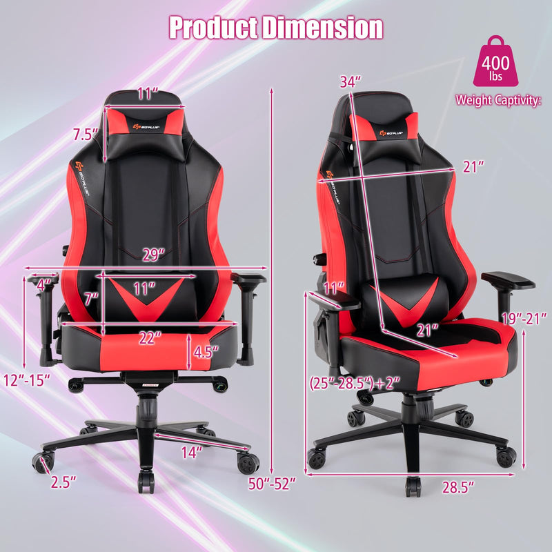 Load image into Gallery viewer, Goplus Gaming Chair, 360¡ã Swivel Computer Chair with Casters, Multi-Angle Reclining, Tension Control, 4D Armrest
