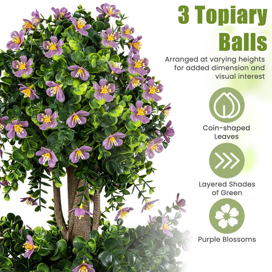 Goplus 51" Artificial Topiary Tree w/3 Topiary Balls | Front Porch Indoor Entryway Home Office Decoration