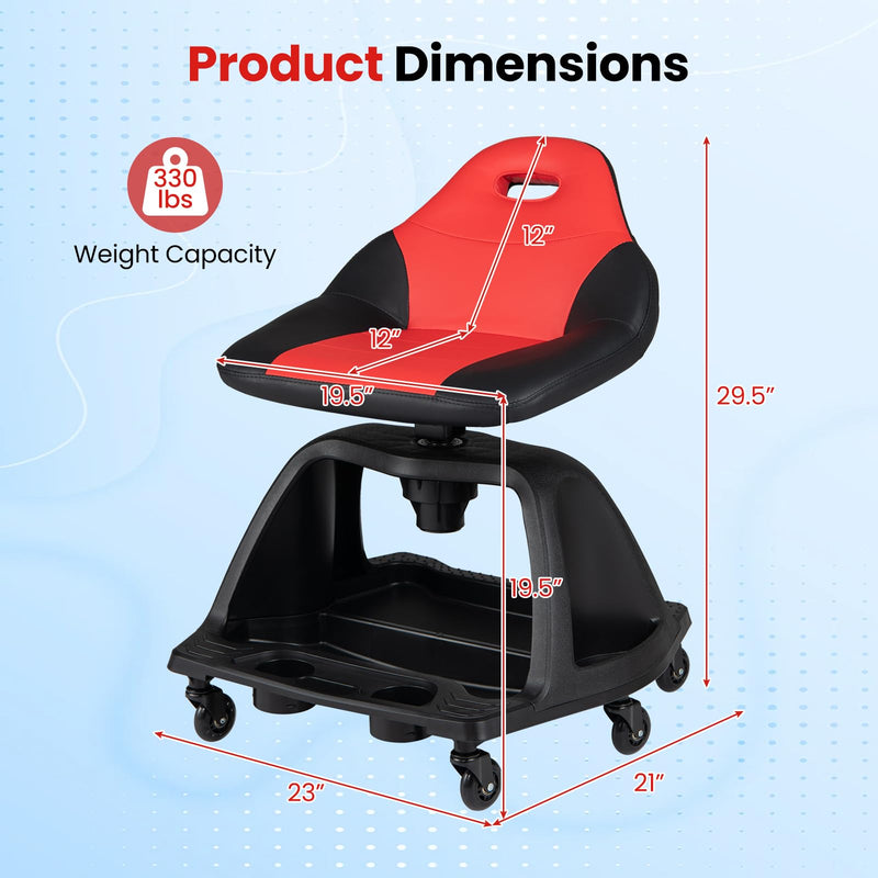 Load image into Gallery viewer, Goplus Rolling Shop Stool | 330 LBS Capacity Garage Mechanic Stool Seat
