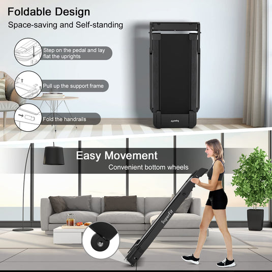 4.0HP Heavy Duty Folding Treadmill, Electric Foldable Superfit Treadmill with LED Touch Screen