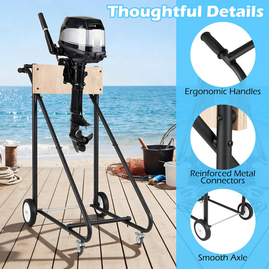 Goplus 330 LBS Boat Motor Stand w/ 4 Rubber Casters for Motor Transportation Repair Maintenance