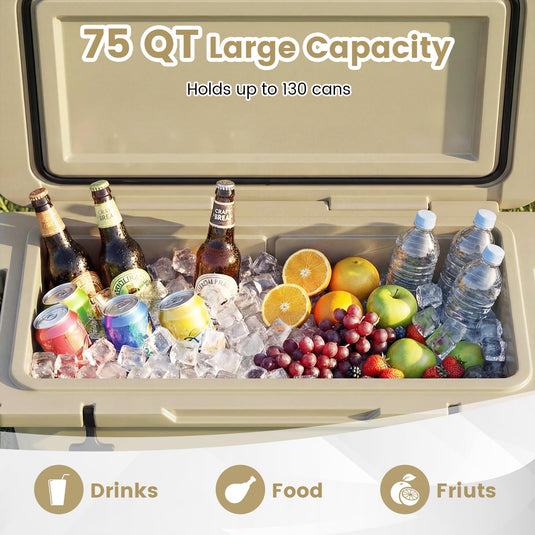 Goplus 75QT Portable Hard Cooler w/6-Day Ice Retention Pull Handle Wheels