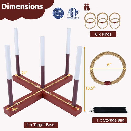 Goplus Ring Toss Game for Adults Outdoor Yard Game with 6 Rope Rings & Storage Bag