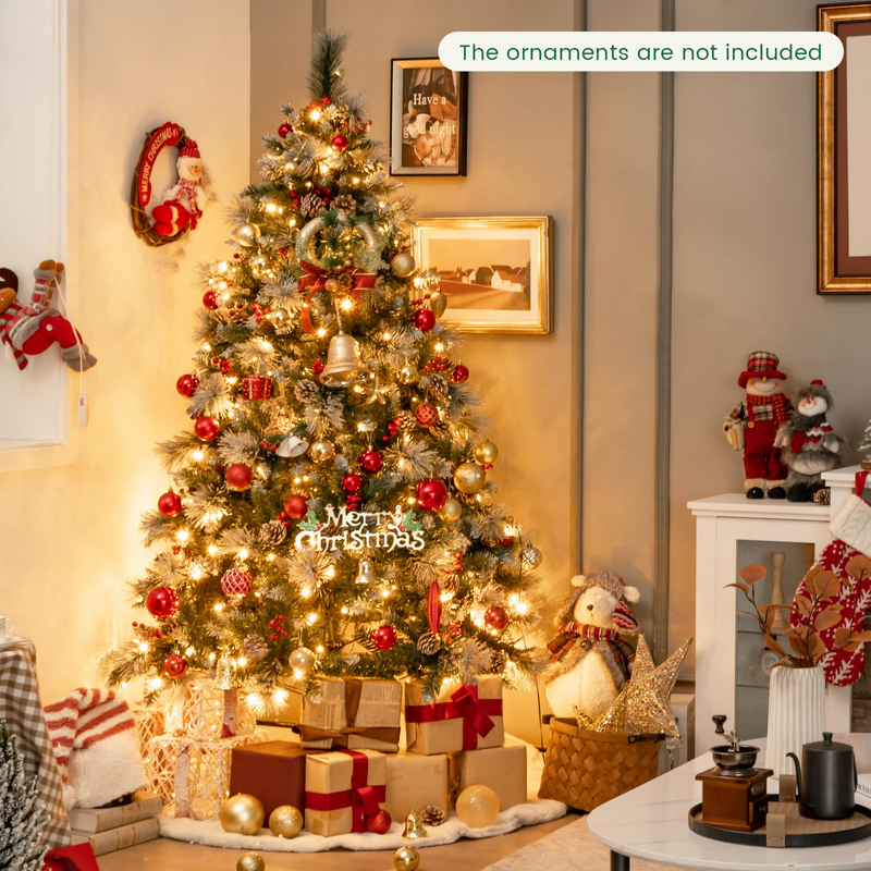 Load image into Gallery viewer, Goplus 6ft Pre-Lit Artificial Christmas Tree, Hinged Xmas Tree, for Office Home Decor

