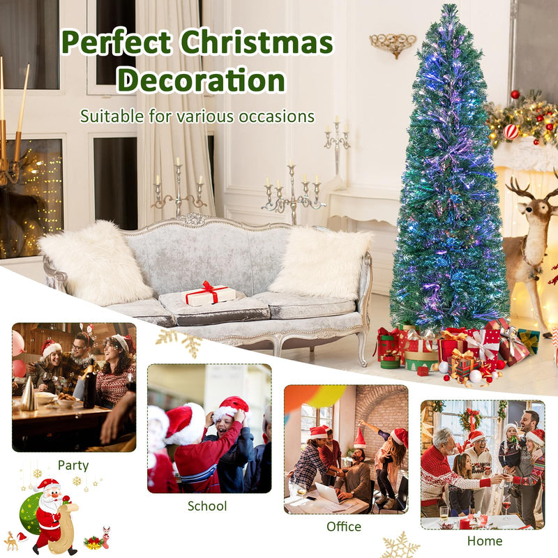 Load image into Gallery viewer, Goplus 5ft Fiber Optic Pencil Christmas Tree Xmas Full Tree for Home Office Holiday Decor
