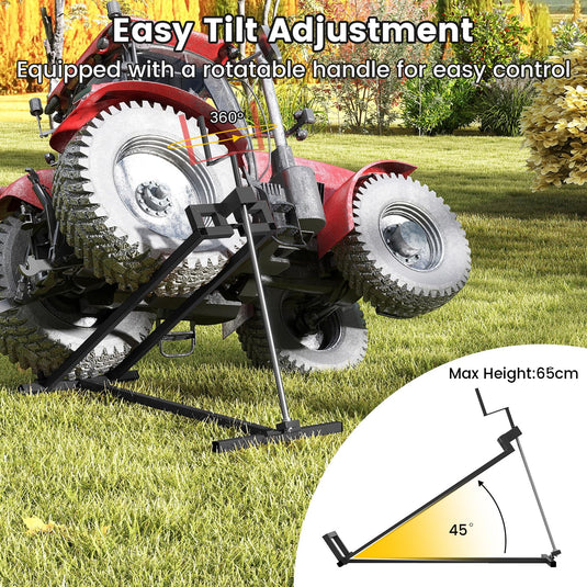 Goplus 880LBS Folding Lawn Mower Lift with Adjustable Height and Manual Handle