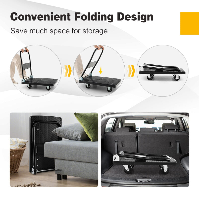 Load image into Gallery viewer, Goplus Folding Push Cart Dolly, Moving Platform Hand Truck, 440 LBS Max Load (28&quot; x 19&quot;)
