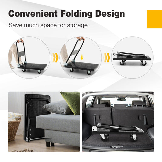 Goplus Folding Push Cart Dolly, Moving Platform Hand Truck, 440 LBS Max Load (28" x 19")