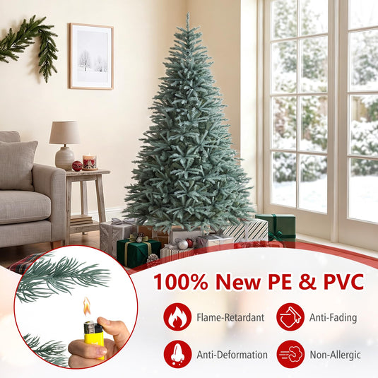 Goplus 6ft/7ft/8ft Artificial Spruce Christmas Tree with Lush Branch Tip | Indoor Holiday Decoration Tree for Home Office Party
