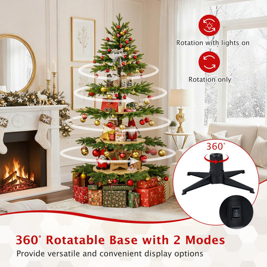 Goplus 6.4 FT Pre-Lit Artificial Christmas Tree with 360° Rotatable Base