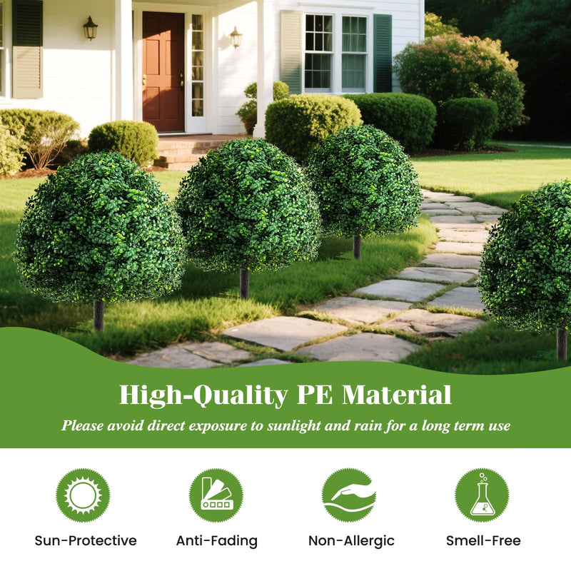 Load image into Gallery viewer, Goplus 28 Inches Artificial Boxwood Topiary Ball Tree Set Sun-Protective Fake Shrub Plants
