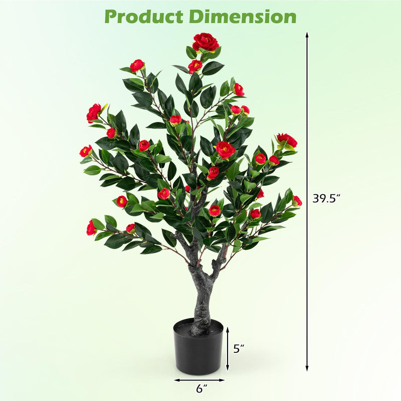 Load image into Gallery viewer, Goplus 39.5 inch Artificial Camellia Tree Set of 2 | Indoor Greenery Floral Plant Potted Decoration Tree
