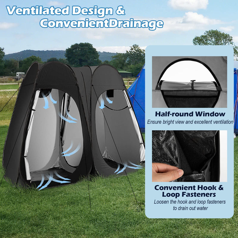 Load image into Gallery viewer, Goplus 2 Room Pop Up Shower Tent, 7.5FT Changing Tent with Ground Stake, Wind Rope, Carry Bag
