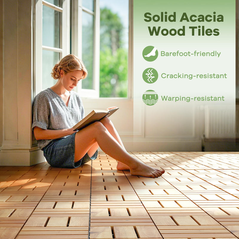 Load image into Gallery viewer, 12&quot; x 12&quot; Snap-Lock Outdoor Interlocking Flooring Tiles 30 Pcs
