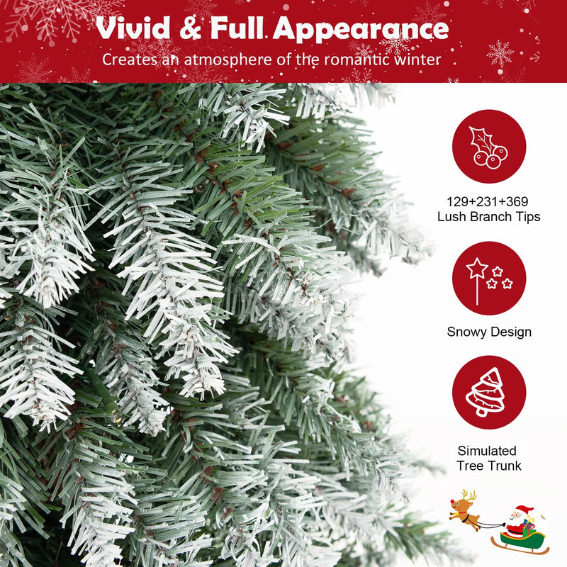 Load image into Gallery viewer, Goplus 3&#39; 4&#39; 5&#39; Pre-Lit Artificial Christmas Tree Set, Slim Pencil Xmas Trees with Snowy Leaves
