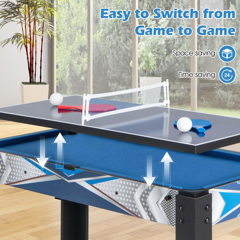 Load image into Gallery viewer, Goplus 6-in-1 Multi Game Table, Combo Game Table w/Basketball, Billiards, Ping Pong, Hockey, Shuffleboard, Bowling
