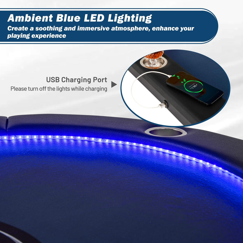 Load image into Gallery viewer, Goplus 84&quot; Foldable Poker Table with LED Lights  for Texas Hold&#39;em Blackjack
