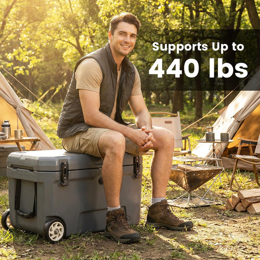 Goplus 52QT Insulated Rolling Cooler w/6-Day Ice Retention Pull Handle Wheels