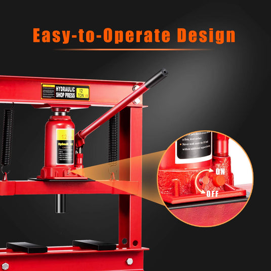 Goplus 12 Ton Hydraulic Shop Floor Press Floor Stand Jack for Gears and Bearings