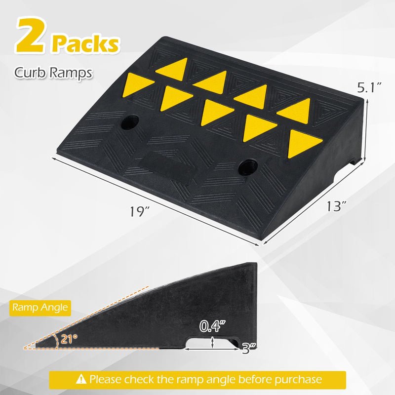 Load image into Gallery viewer, Goplus Heavy-Duty Rubber Curb Ramp 2 Pcs Driveway Threshold Ramps(5"/6.3" Rise)
