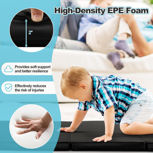 Folding Tumbling Mat with Carry Handles, Hook & Loop Fasteners - Goplus