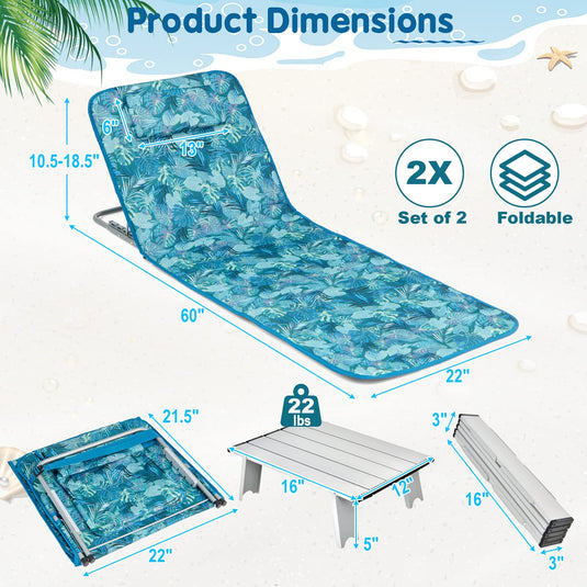 Goplus Beach Chairs with Side Table