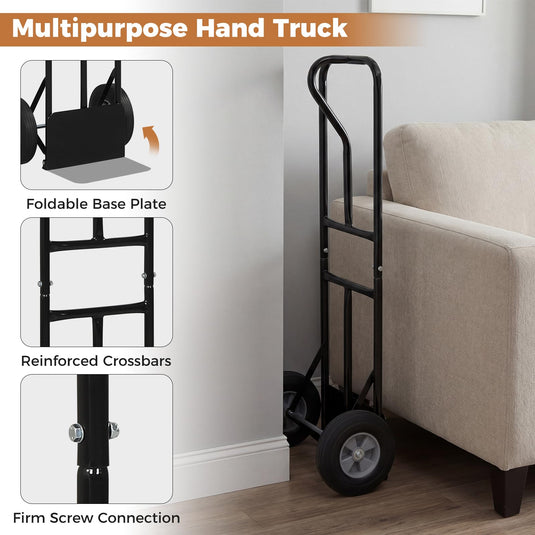 Goplus Metal Hand Truck Heavy-Duty 600 LBS Moving Dolly Cart