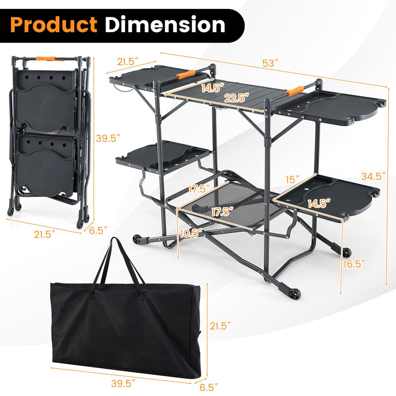 Load image into Gallery viewer, Goplus Camping Cooking Table, Outdoor Grill Table, Folding Camp Kitchen with Aluminum Tabletop

