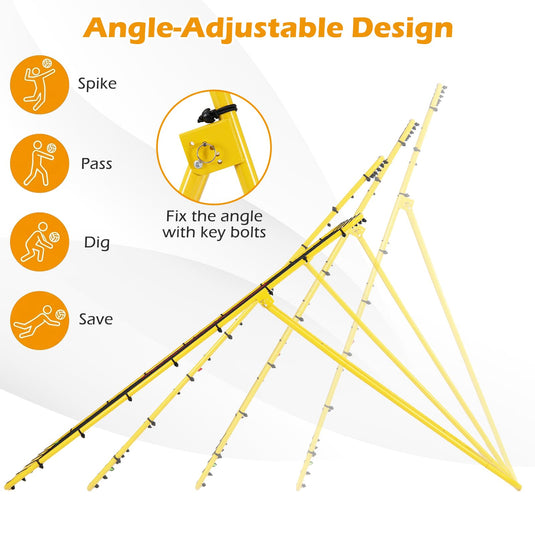 Goplus 7x4 FT Volleyball Rebounder Net with 4 Adjustable Angles