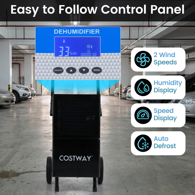 Load image into Gallery viewer, 189 Pints Commercial Dehumidifier with Pump, 3.3Ft Drain Hose &amp; Wheels
