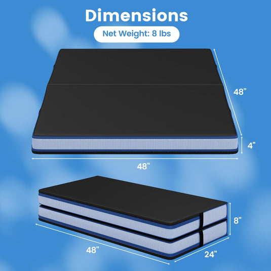 Goplus 4ft x 4ft x 4in Thickened Bi-Fold Fitness Mat with Carrying Handles & PU Leather Cover