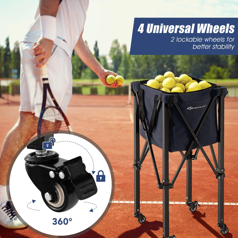 Load image into Gallery viewer, Goplus Foldable Tennis Ball Hoppers, Lightweight Aluminum Tennis Ball Basket
