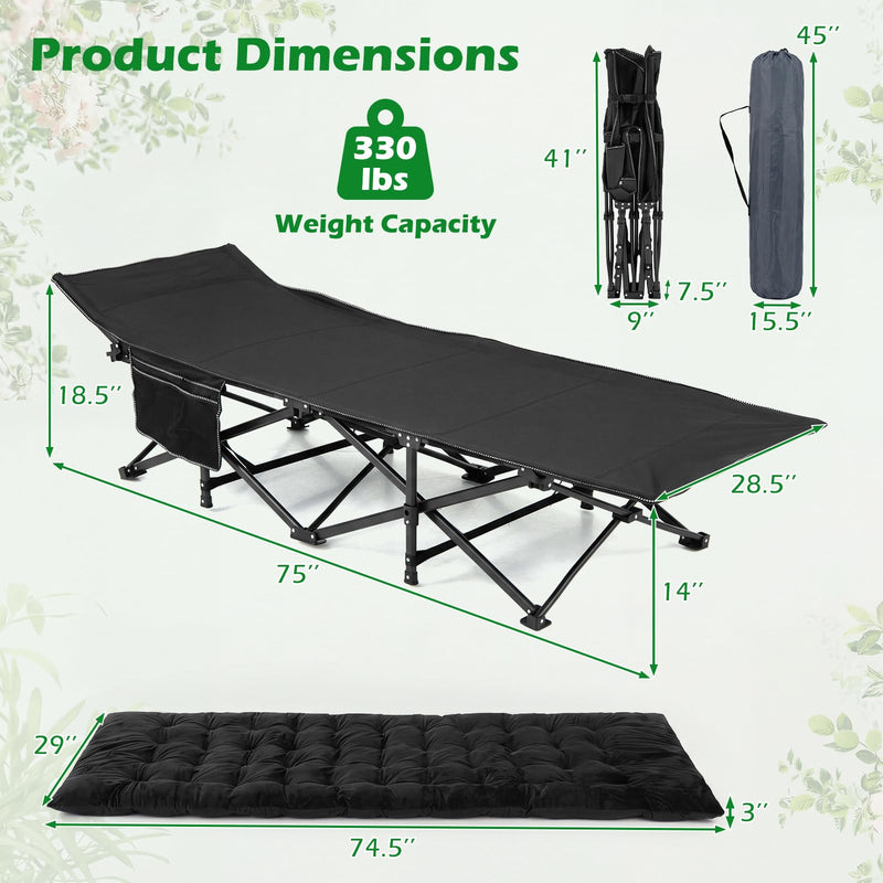 Load image into Gallery viewer, Goplus Camping Cot for Adults with Soft Padded Mat | Heavy-Duty Folding Portable Oxford Sleeping Bed
