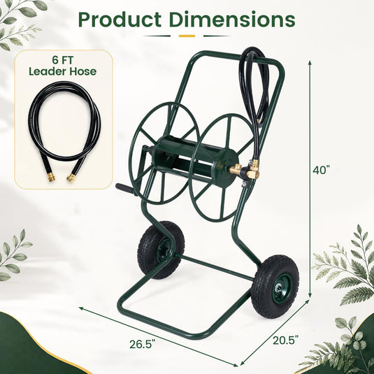 Goplus Heavy Duty Garden Hose Reel Cart | Holds up to 300 FT of 5/8" Hose