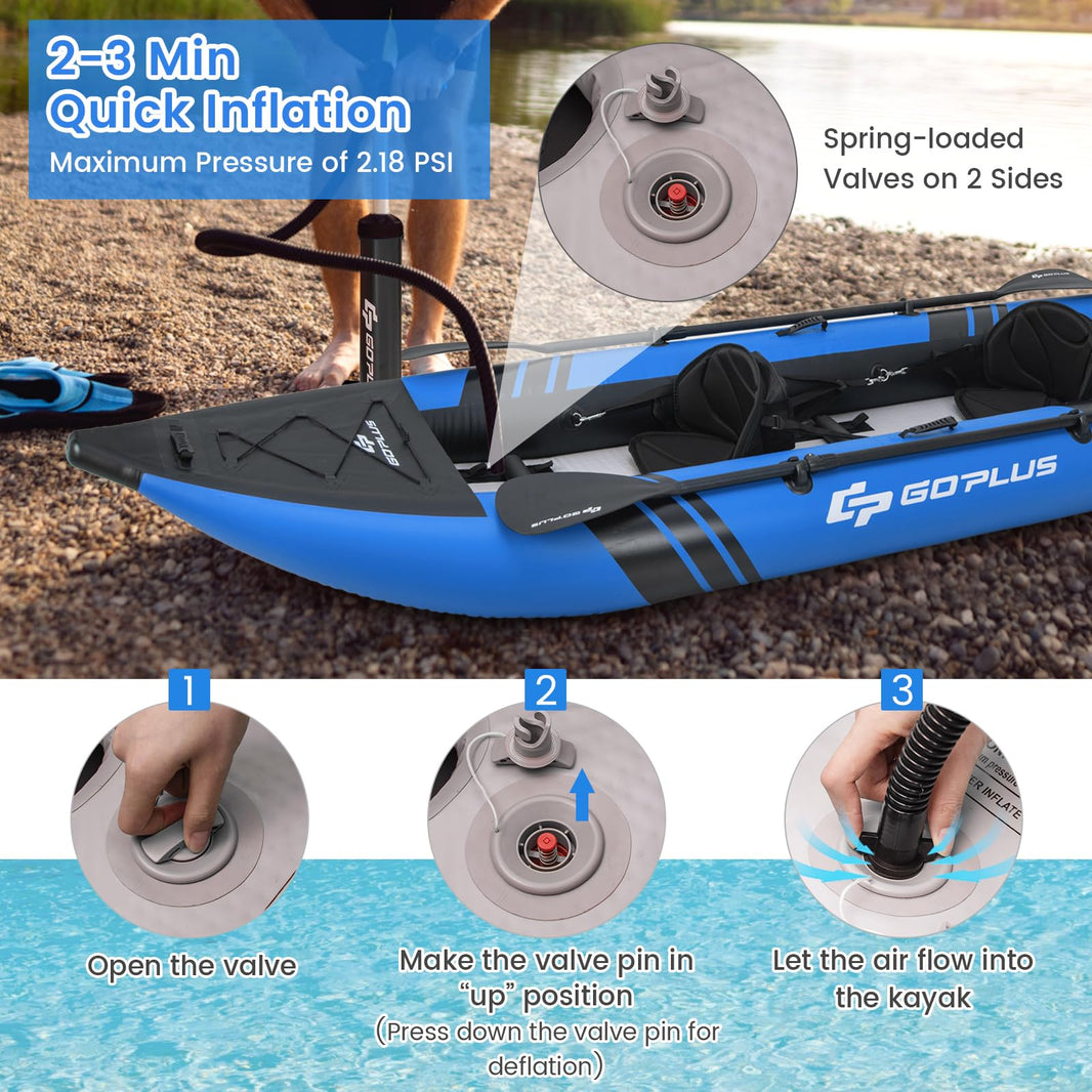 Goplus Inflatable Kayak, 2-Person Kayak Set for Adults with 507 LBS We ...