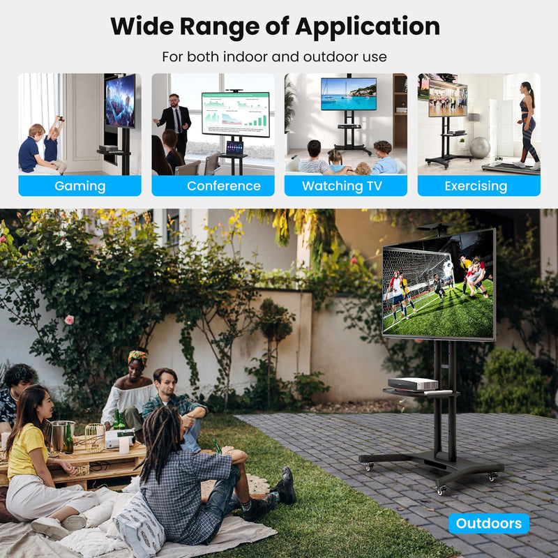 Load image into Gallery viewer, Goplus Mobile TV Stand for 32&quot;-85&quot; LCD LED OLED Flat Screen TVs up to 132 lbs, Rolling TV Stand Max VESA 600x400mm
