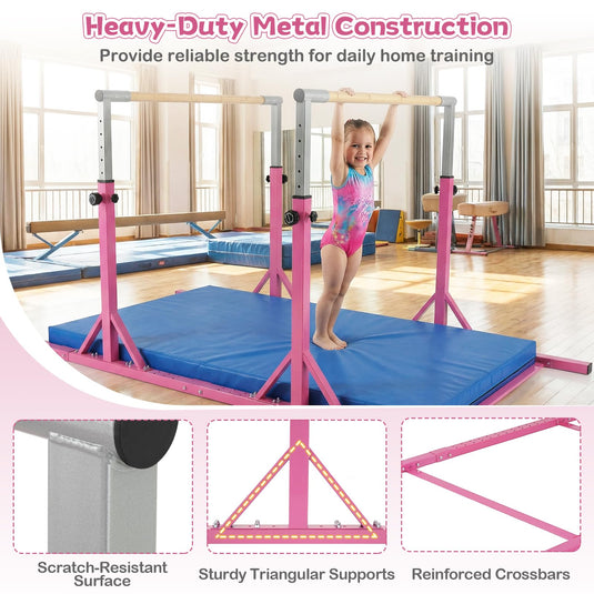 Goplus Junior Gymnastic Parallel Bars with 13-Level 33"-57" Adjustable Heights & 6-Level Adjustable Width