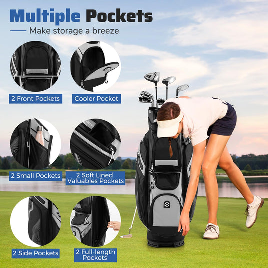 Goplus Lightweight Molded Lock Top Golf Club Bag w/14-Way Full Length Organizer Dividers