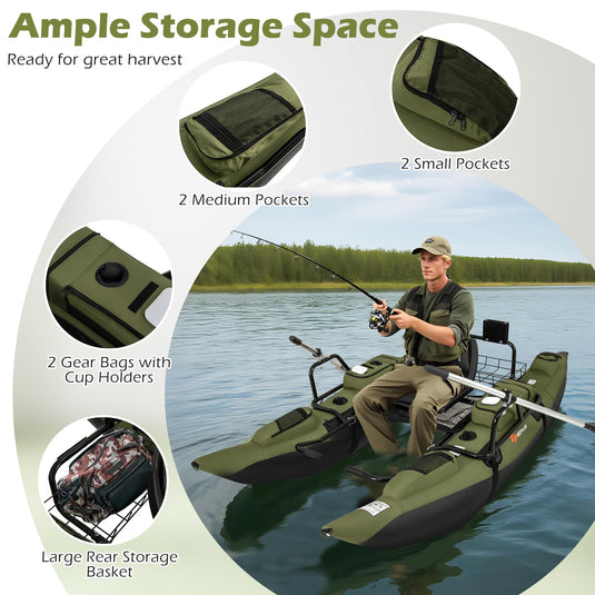 classic accessories fishing tube Goplus Inflatable Fishing Float Tube w/Pump Paddles Fish Ruler