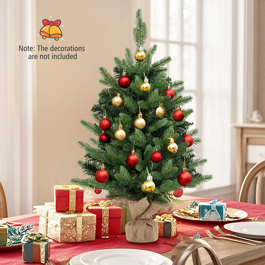 Goplus 2ft Pre-Lit Tabletop Christmas Tree, Small Artificial Spruce Tree w/ 35 LED Lights