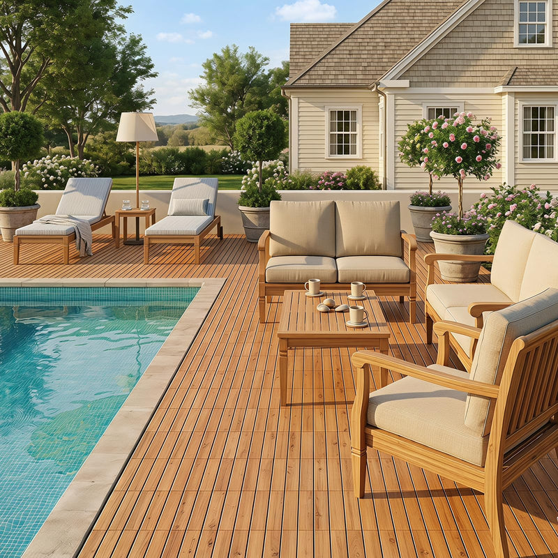 Load image into Gallery viewer, Goplus 27/54-Pack Acacia Wood Interlocking Deck Tiles (Straight) | Tool-Free Assembly
