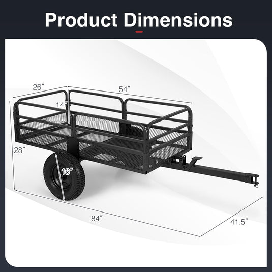 Goplus 1540 LBS Capacity 17.6 Cu. Ft Heavy Duty Metal Dump Cart Trailer