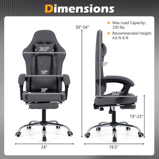 Goplus Ergonomic Gaming Chair with Linkage Armrests & Detachable Headrest for Home Office