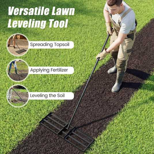 Goplus 30" x 10" Heavy Duty Level Lawn Tool w/ Ergonomic Handle for Soil