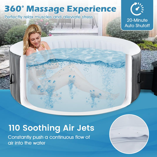 Goplus Inflatable Hot Tub SPA Person Portable Pool Hottub with 130 Air Jets