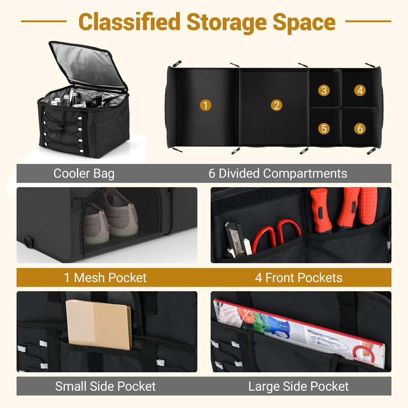 Load image into Gallery viewer, Goplus Collapsible Trunk Organizer, Multi Compartment Car Storage with Removable Lid
