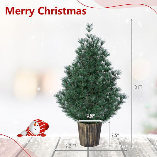 Goplus 3FT Tabletop Christmas Tree | Unlit Mini Xmas Tree with 119 Pine Needle Tips