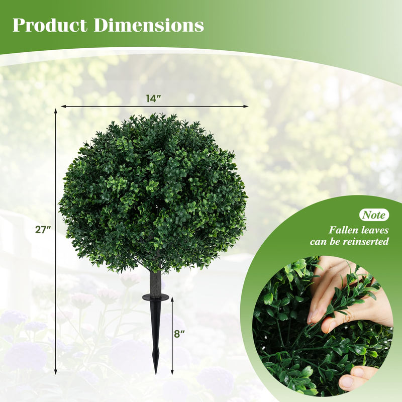 Load image into Gallery viewer, Goplus 27" Artificial Boxwood Topiary Trees Set of 2 with Ground Spikes
