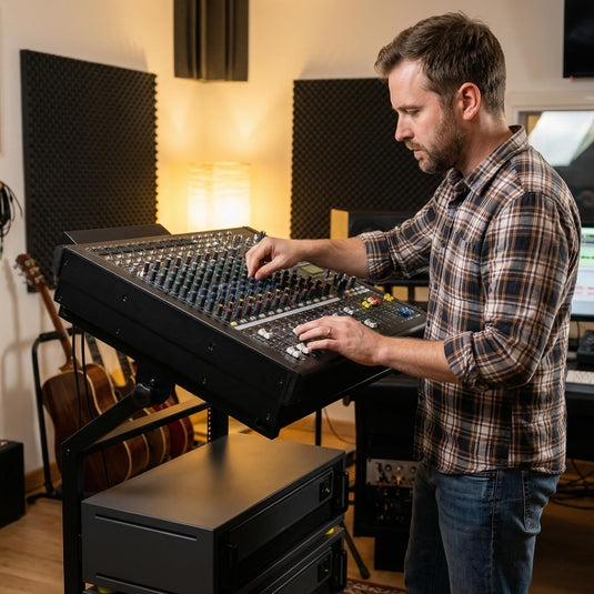 Goplus 9U DJ Mixer Stand with Lockable Wheels | Professional Studio Equipment Case Stand