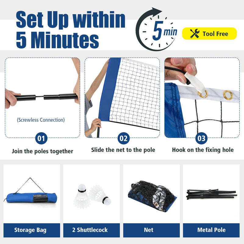 Load image into Gallery viewer, Goplus Portable Badminton Net Set, 14FT Volleyball Pickleball Net
